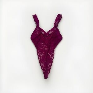 Vtg Victorias Secret Gold Label Purple Lace Teddy Small Bodysuit Lingerie USA